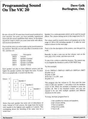 [Programming Sound on the VIC 20 (1/2)]