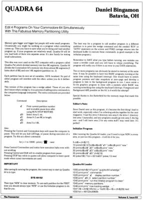 [Quadra 64: Edit 4 Programs on Your Commodore 64 Simultaneously with this Fabulous Memory Partitioning Utility (1/2)]