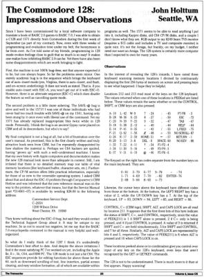 [The Commodore 128: Impressions and Observations]